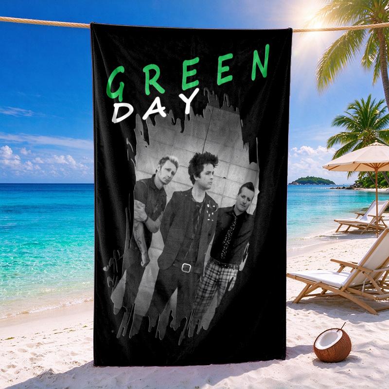 Green Day Quick-drying Soft and Absorbent Beach Towel—perfect for Beach Trips Swimming Outdoor Camping and Travel an Essential Beach Item
