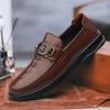Crocodile Pattern Genuine Leather Mens Shoes High Quality Casual Driving Shoes Luxury Brand Business Shoes Comfort Slip On Flats