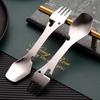 Stainless Steel Fork Mirror Surface 4-in-1 Food Grade Universal Fork Spoon Cutter Bottle Opener Camping Utensil Restaurant Supplies