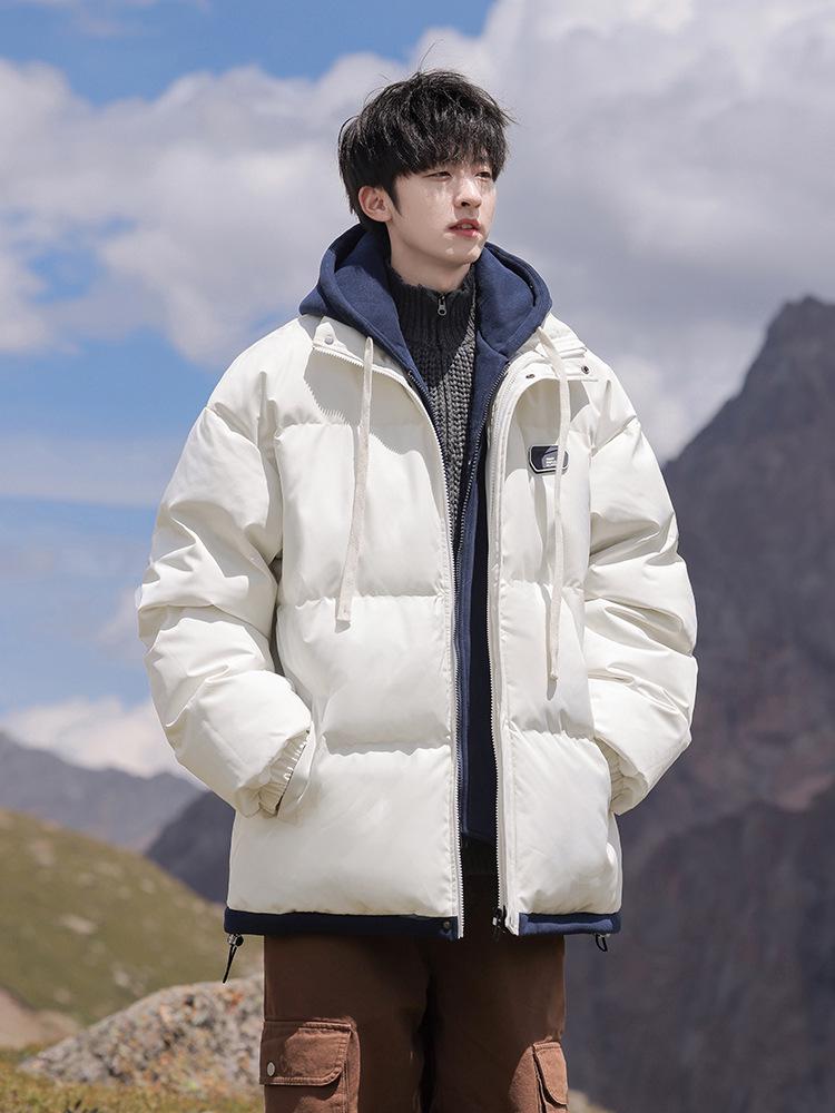 Men's Winter 2025 Retro Cotton-Padded Jacket - Thick, Trendy, Fake Two-Piece Coat