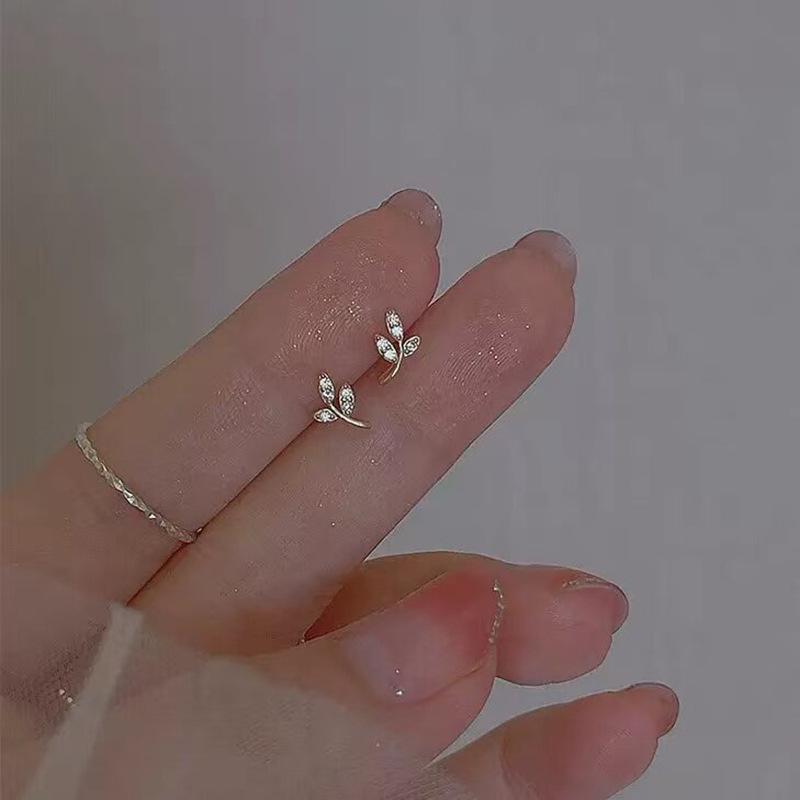 Cercei cu frunze de diamant de lux, la modă, 2024, pentru femei: Design de nișă strălucitor și elegant