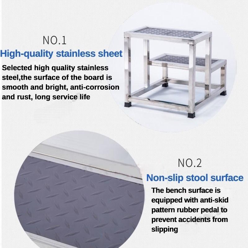 Stainless Steel Single Double-layer Footstool Ladder Household Indoor Two-step Ladder Hospital Small Staircase Step Stool