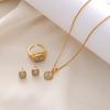 Light Luxury Diamond Geometric Necklace Ring Earrings 3-piece Set Stylish Simple Versatile Necklace Set