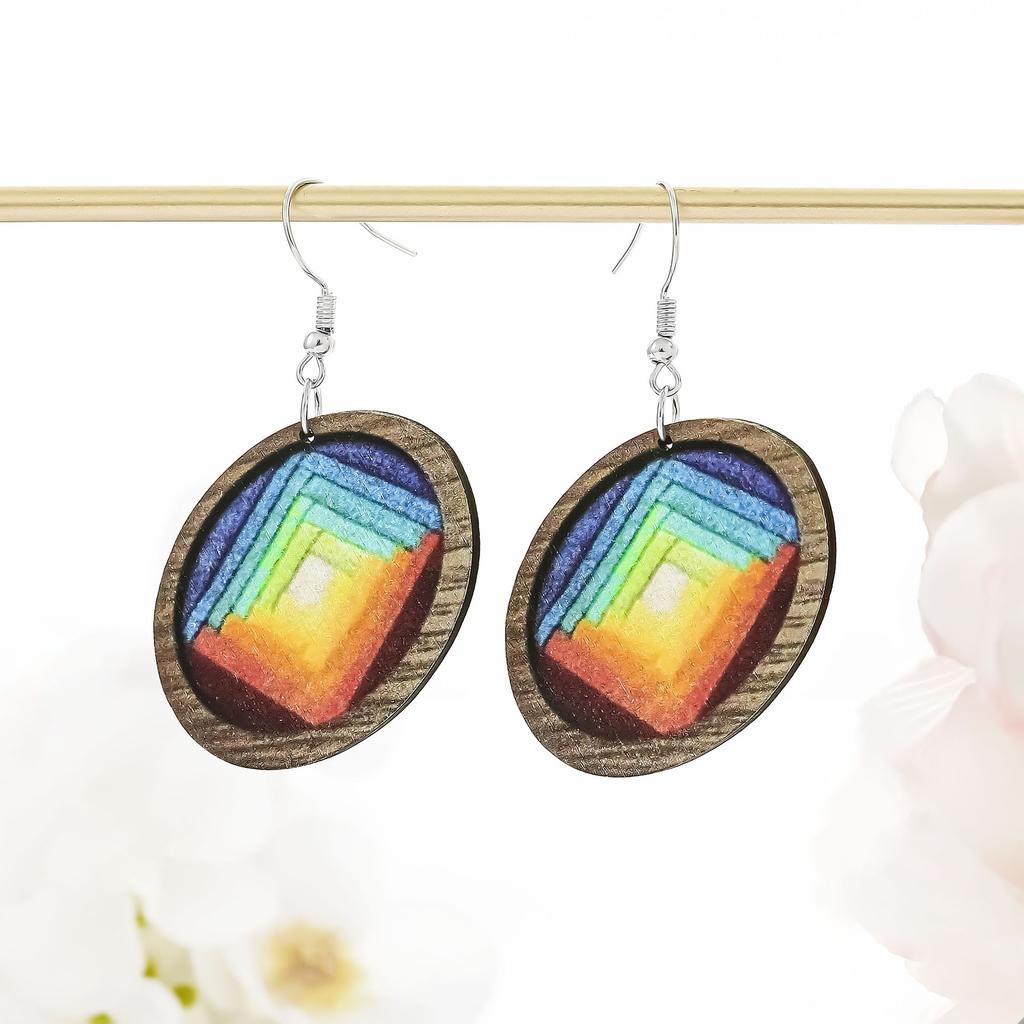 Eco-Friendly Wooden Earrings Fashion Personality Love Cross Mushroom Girl Geometric Earrings Earrings