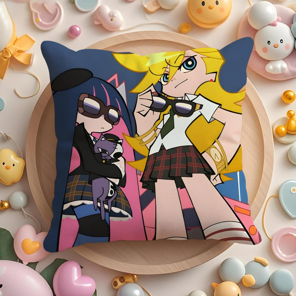 Anime P-panty and stocking Cushion Cover Home & Car Multi-Scene Pillow Cover - Reversible, Soft & Durable for Daily Use