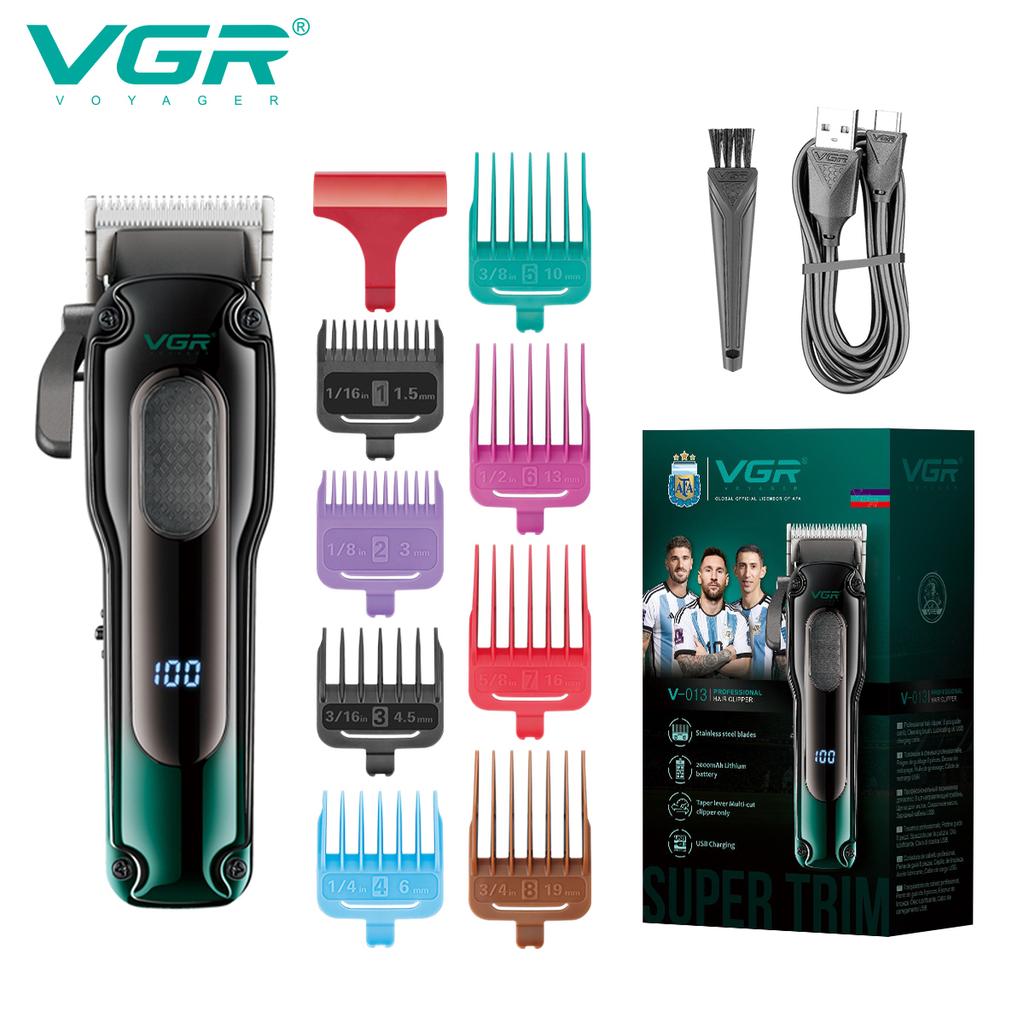New VGR V-013 Electric Push Shear Metal Texture Hair Trimmer with Gradient Refinement Oil Head Clipper 6500RPM Smart Digital LED Display Hair Trimmer