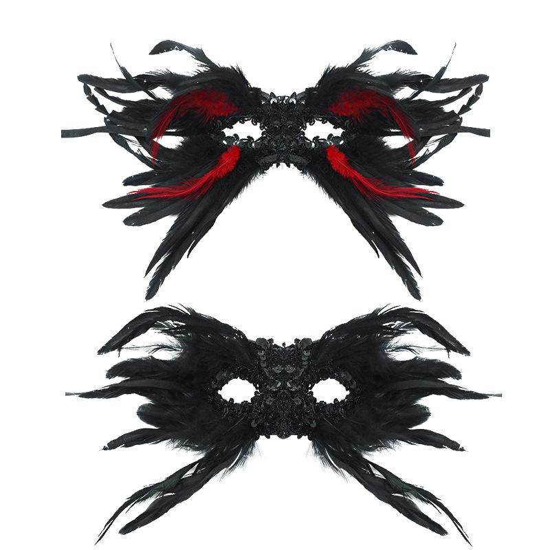 Gothic Halloween Burst Feather Mask Feather Half Face Mask, Performance Prom Eye Mask Sequins Premium Mask