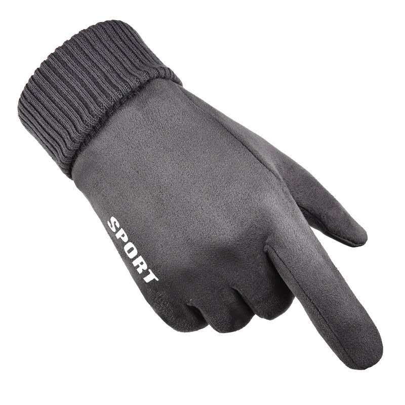 Autumn and Winter Men and Women's Suede Gloves for Warmth and Velvet Cold Proof and Thickened Cycling Motorcycle Touch Screen Gloves