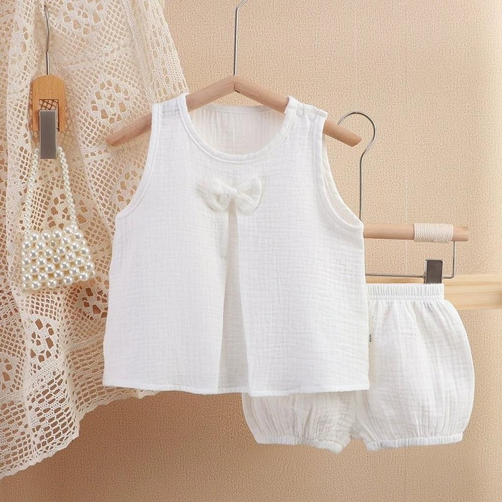 Kids 2-Piece Sleeveless Top & Shorts - Double-Layer Pajamas