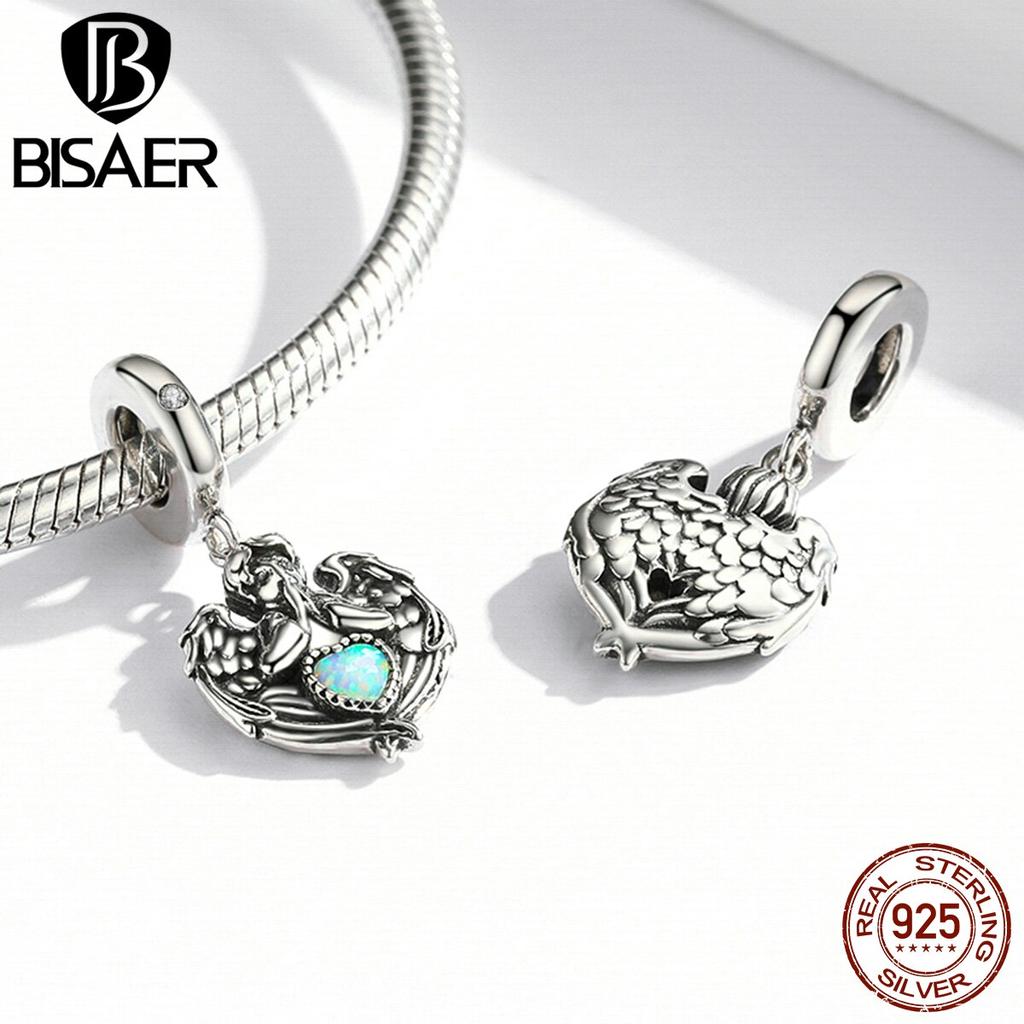 Bisaer Breloc din argint 925 100% înger care se roagă inimă zircon Charms Brățări DIY Brățări Bijuterii pentru femei