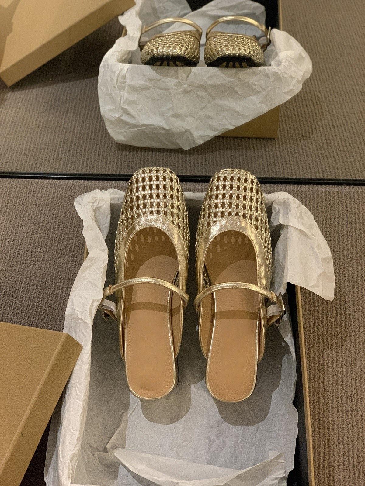 

Coarse heel silver mesh hollow bag head half slippers women s shoes wear 2025 summer Mary Jane sandals single shoes 35