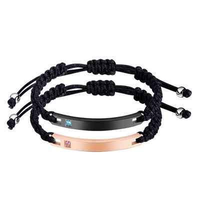 Trendy Curved Brand Bracelet Titanium Steel Couple Bracelet Personalized Glossy Lettering Bracelet Valentine's Day Qixi