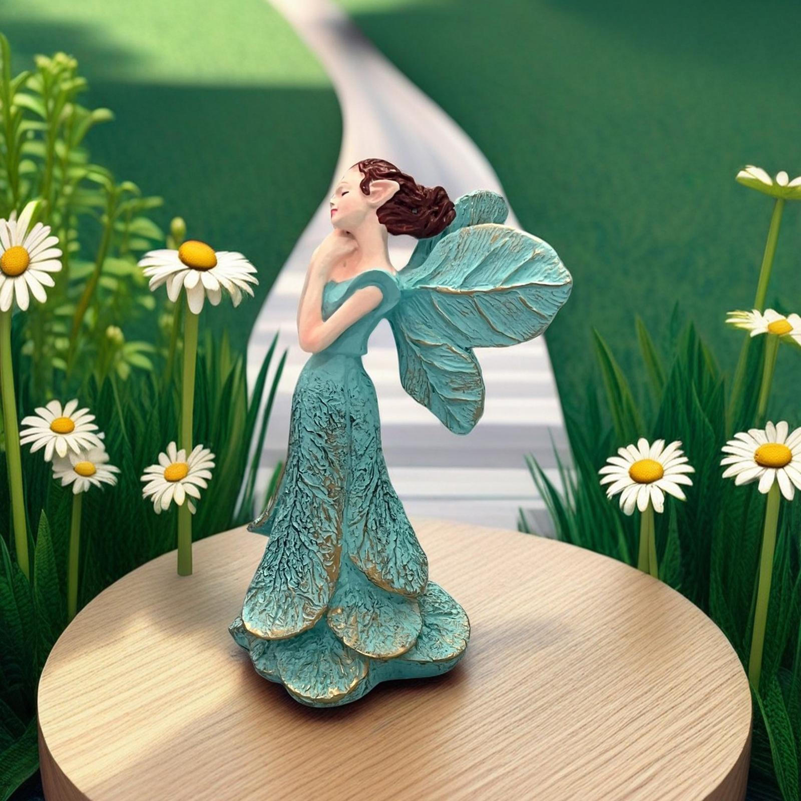 

Скульптура феи для домашнего показа, настольный декор синий