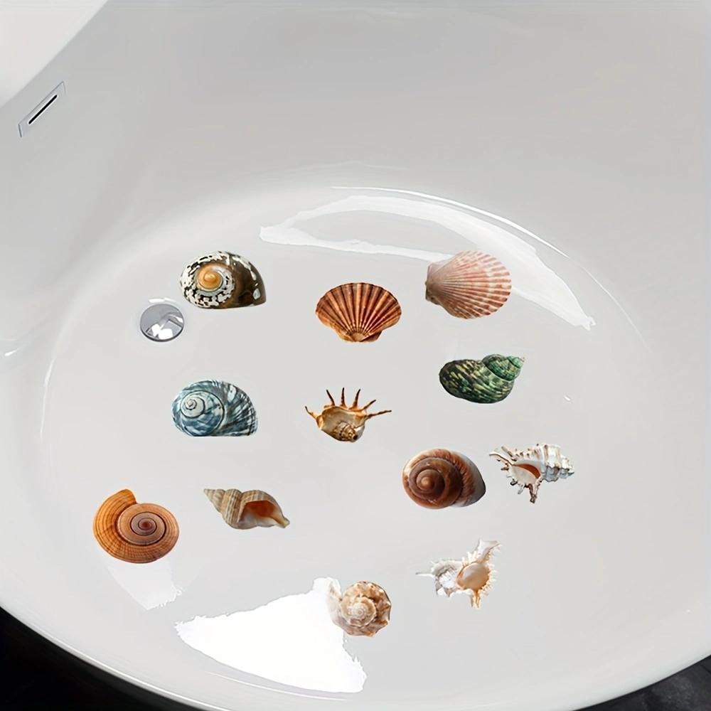 6 Stück Rutschfeste Muschel-Kauri-Muster Badewannenaufkleber für Badezimmerdeko - Selbstklebende Mattierte Wandaufkleber für Toilette und Badezimmer