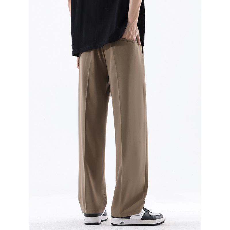 Mingge | Summer new ice silk quick-drying small pants men's loose drape straight light business casual pants