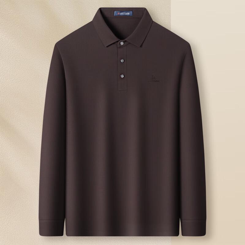 MONTAGUT Men's Waffle Knit Four-Way Stretch Long-Sleeve Polo Shirt