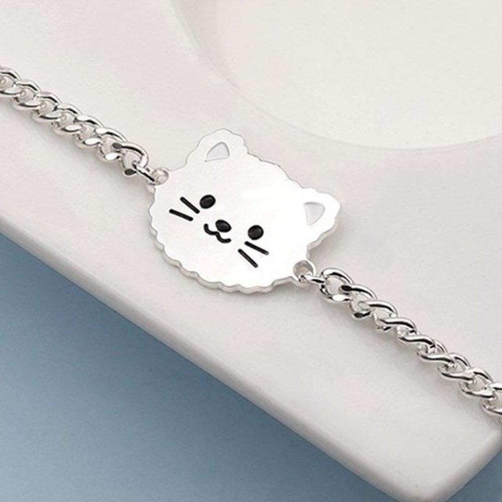 [As Little] Children's Silver Bracelet Toddler Silver 925 Cat Stone Gift Chain