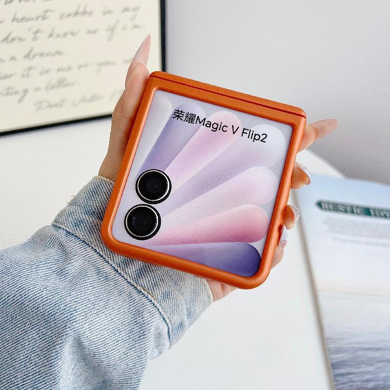 Honor Magic V Flip2 Magnetic Center Shaft Drop-Proof Case: Foldable Solid Color PC Hard Cover