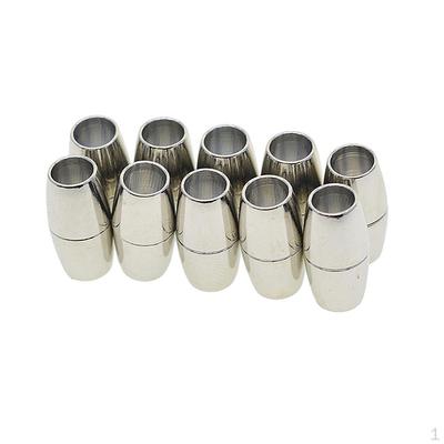 10x Silver Leather Jewelry Making Barrel Magnetic Clasps Connector - Silver, 6mm