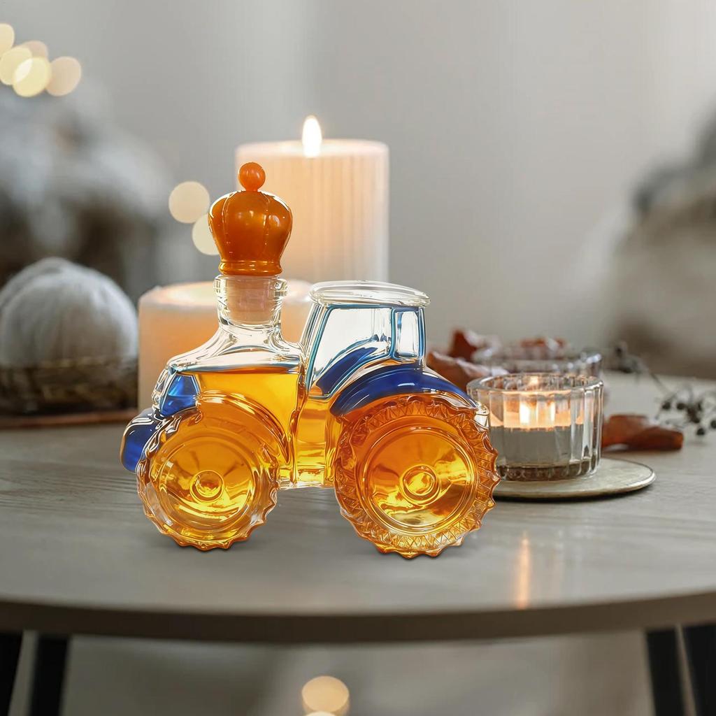 Decanters for Alcohol 300ml Glass Tractor Container Empty Car Whiskey Decanter Tequila Bottle for Wine Vodka Brandy Home Office