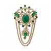 Retro Emerald Tassel Brooch for Women, High-end and Elegant, Gong Yanfeng Brooch