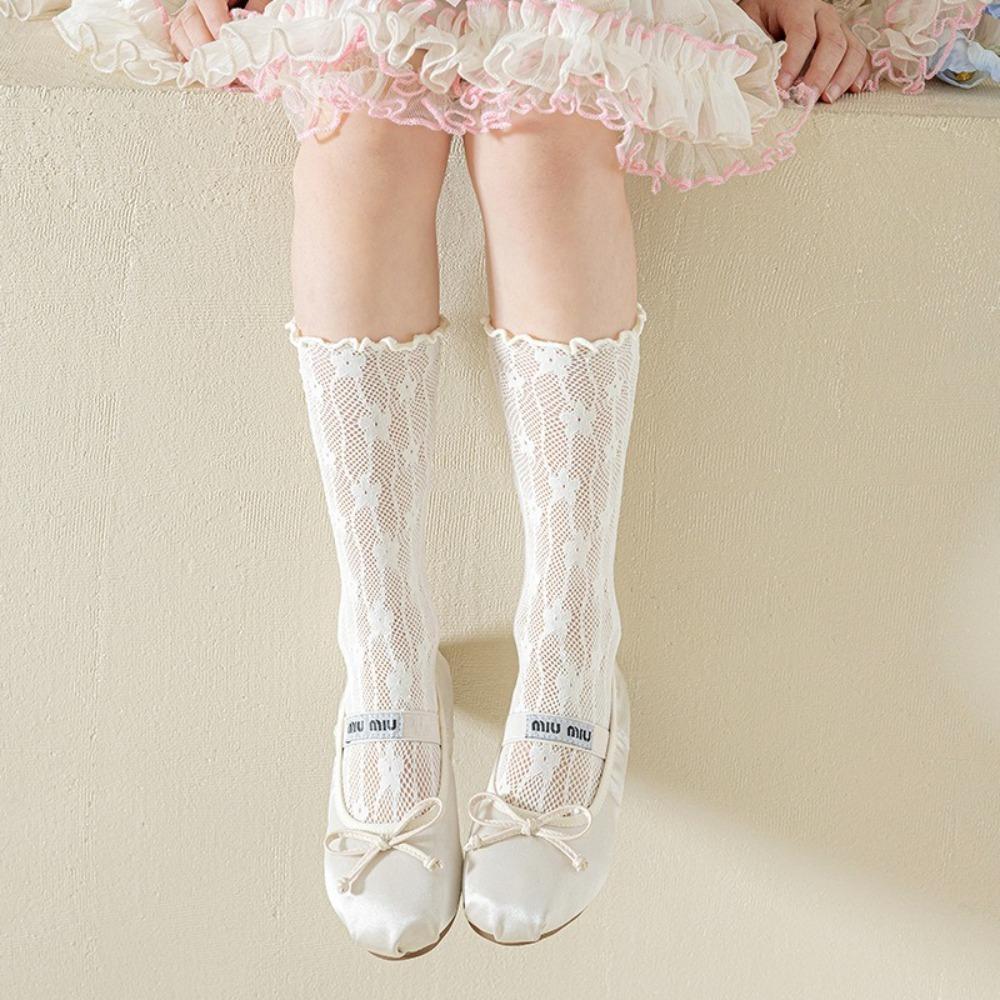 

Lace Middle Tube Socks Ballet Style Hosiery New Compression Socks Princess бежевий