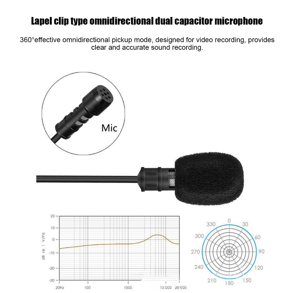 Universal Wired Collar Clip Condenser Microphone Mini Studio o Mic for Phone Camera Laptop