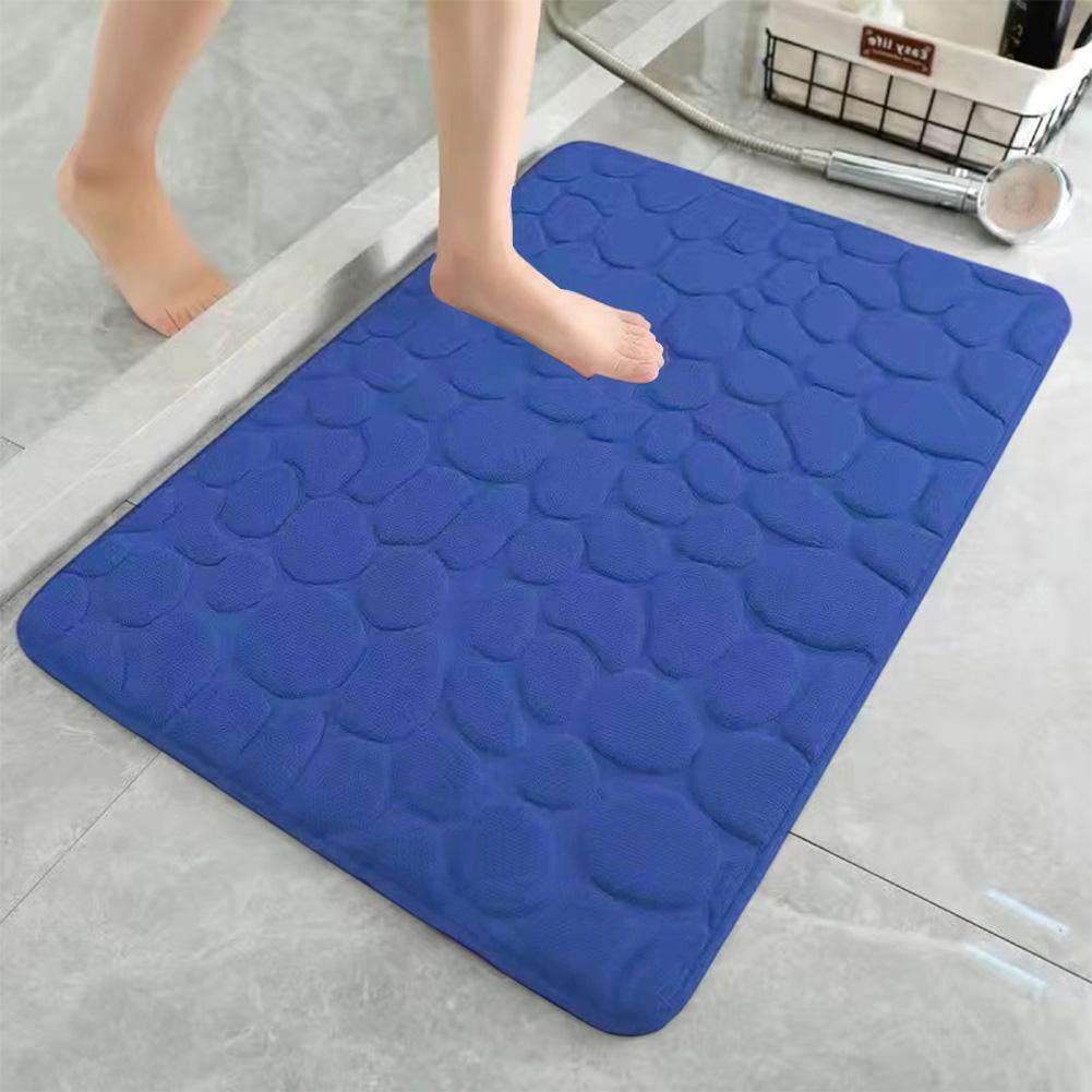 

Absorbent Quick Dry Memory Foam Bath Mat Non Slip Stone Pattern Bathroom Rug Is green