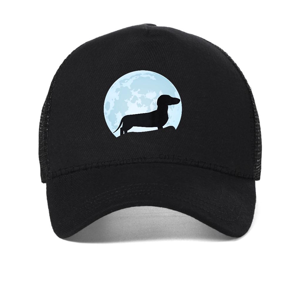 Moon Dachshund Lover Baseball Cap For Women Men Graphic Breathable Sun Hat Sumer Casual Mesh Trucker Caps Adjustable Hats
