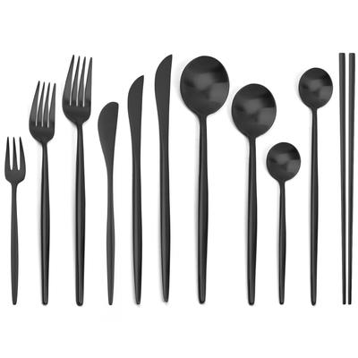 Conjunto de talheres de aço inoxidável 304, preto fosco, 1 peça, faca, garfo, colher, pauzinhos, talheres, conjunto de mesa