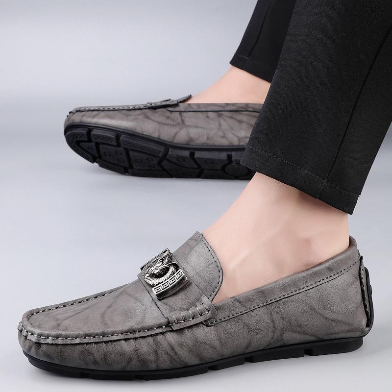 Men’s Trendy Genuine Leather Loafers - Soft Sole Slip-ons, Plus Size Casual Driving Moccasins for Spring & Autumn.