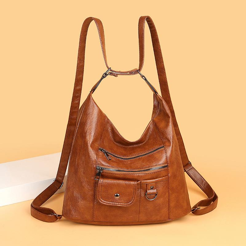

Retro Soft Leather Shoulder Bag ,Large Capacity Female Handbag, Fashi Brands Multifunci Crossbody Bag коричневий