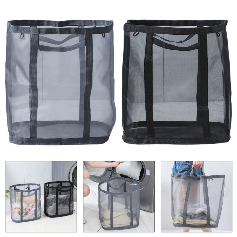 Extra Large Foldable Clothes Hamper Space Saving Foldable Nylon Laundry Basket with Reinforced Carry Handle