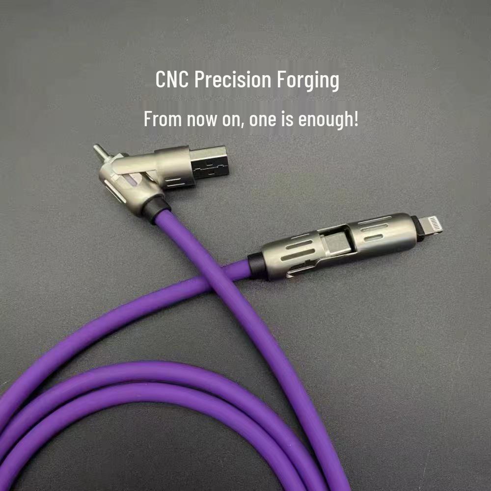 Light Column 240W, 4-in-1 Charging Cable, PD 20W, Dual Type-C & Apple Compatibility, Fast Charging & Data Transfer.