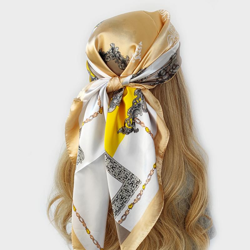 Four Seasons Square Kerchief Popular 90X90CM Stripe Shawls Fashion New Sunscreen Bandannas Europe And America Silk Scarves