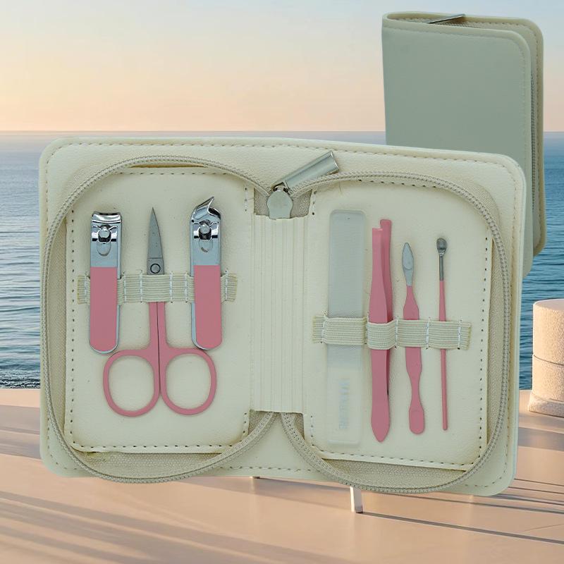 Portable Manicure Set with Leather Case - Nail Clippers and Scissors