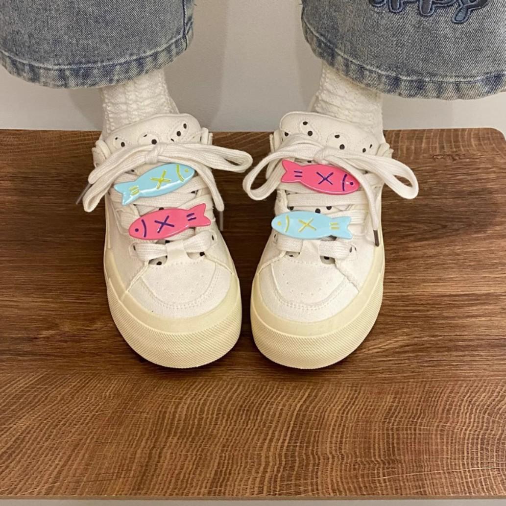 

Холщовые туфли женские весенне-летние на платформе белые женские 2025 новые повседневные кеды женская обувь милые туфли-хлебушки с щенком 40