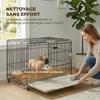 Dog Cage, Removable Tray, Wheels with Brakes, Lockable Opening Roof, 75.5x46x64.5cm, Black