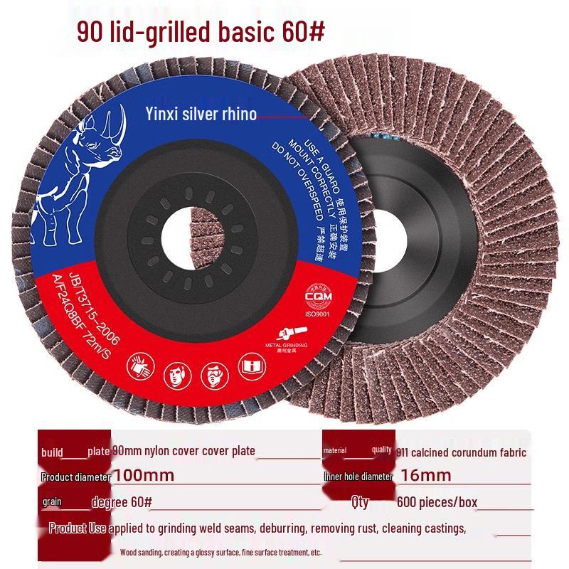 Silver Rhino Thickened Flap Disc: Stainless Steel & Metal Angle Grinder Polishing Wheel with Calcined Abrasive Cloth.