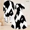 Women Plus Size Two Piece Set Square Neck Short Sleeve Tie Waist Printed Flared Dress 3 4 Sleeve Black White Cardigan