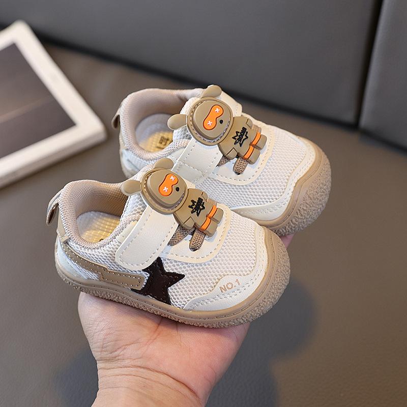 

Baby toddler shoes spring new mesh breathable boys and girls baby soft-soled sports shoes Korean version children s single shoes light up 17 жёлтый