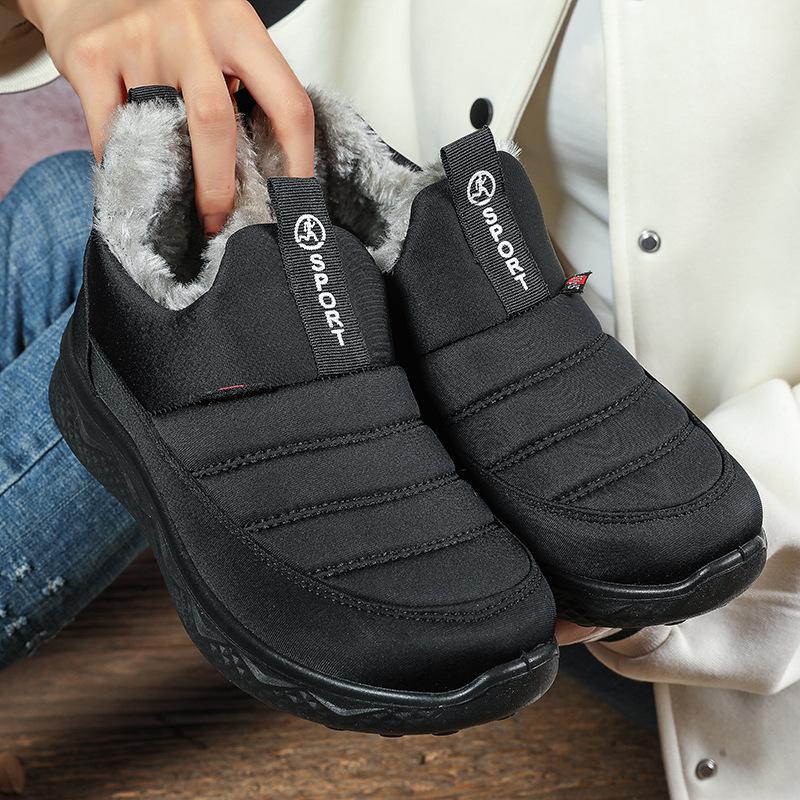 Winter New Women's Cotton Boots, Snow Covered Plush, Thickened, Warm Flat Bottom, Anti Slip Women's Shoes