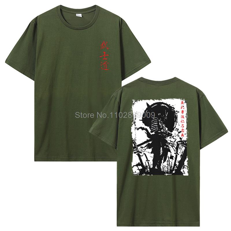 New Japan Samurai Spirit T Shirts Japanese Style Back Print Men Cotton Tshirt Anime T-shirt Bushido Male Gifts Tees Streetwear