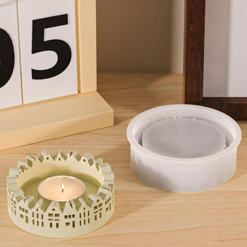 Ring Hollowed House Ashtray Silicone Mold Creative Jewelry Candy Storage Box Concrete Plaster Resin Molds Home Desktop Ornaments