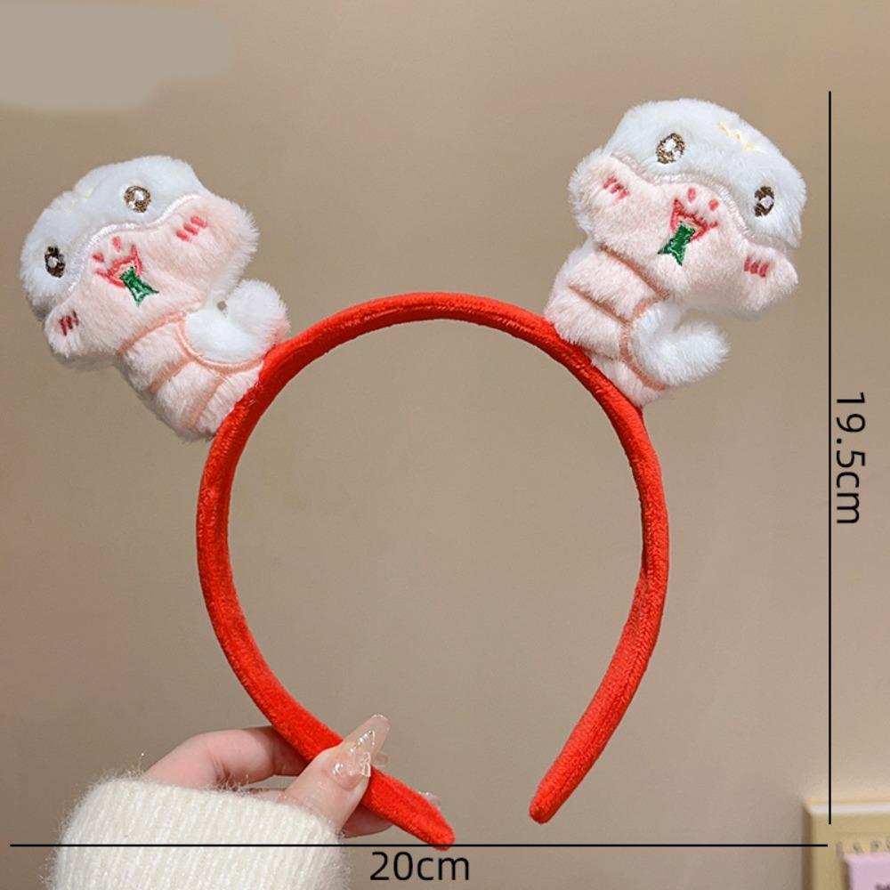 Hairpin New Year Pendant Red Hairband Plush Snake Year Headband Cute New Year Headdress  Prom Props