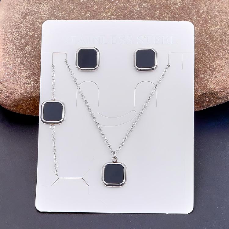 Stainless Steel 18k Gold Plated Tarnish Free Square Shell Necklace Earrings Bracelet Set for Women Wedding Party Jewlery Suit