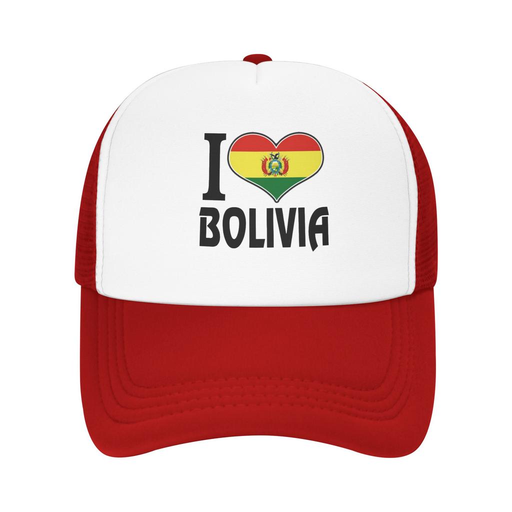 Y2K I Love Bolivia Flag Travel Mesh Baseball Caps For Mens High-end Male Beach Sun Hat Snapback Cap