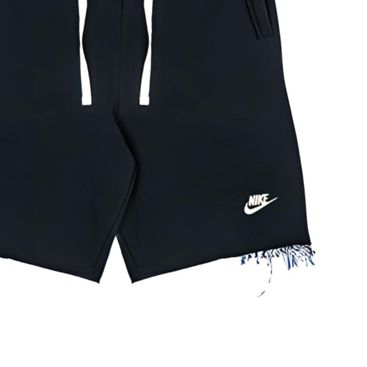 Nike Logo Rundhals-Pullover Kurzarm Patchwork Bindegürtel Mittelhohe Shorts Lässiges Sportset Herrensets AR5005-101+DX0767-010