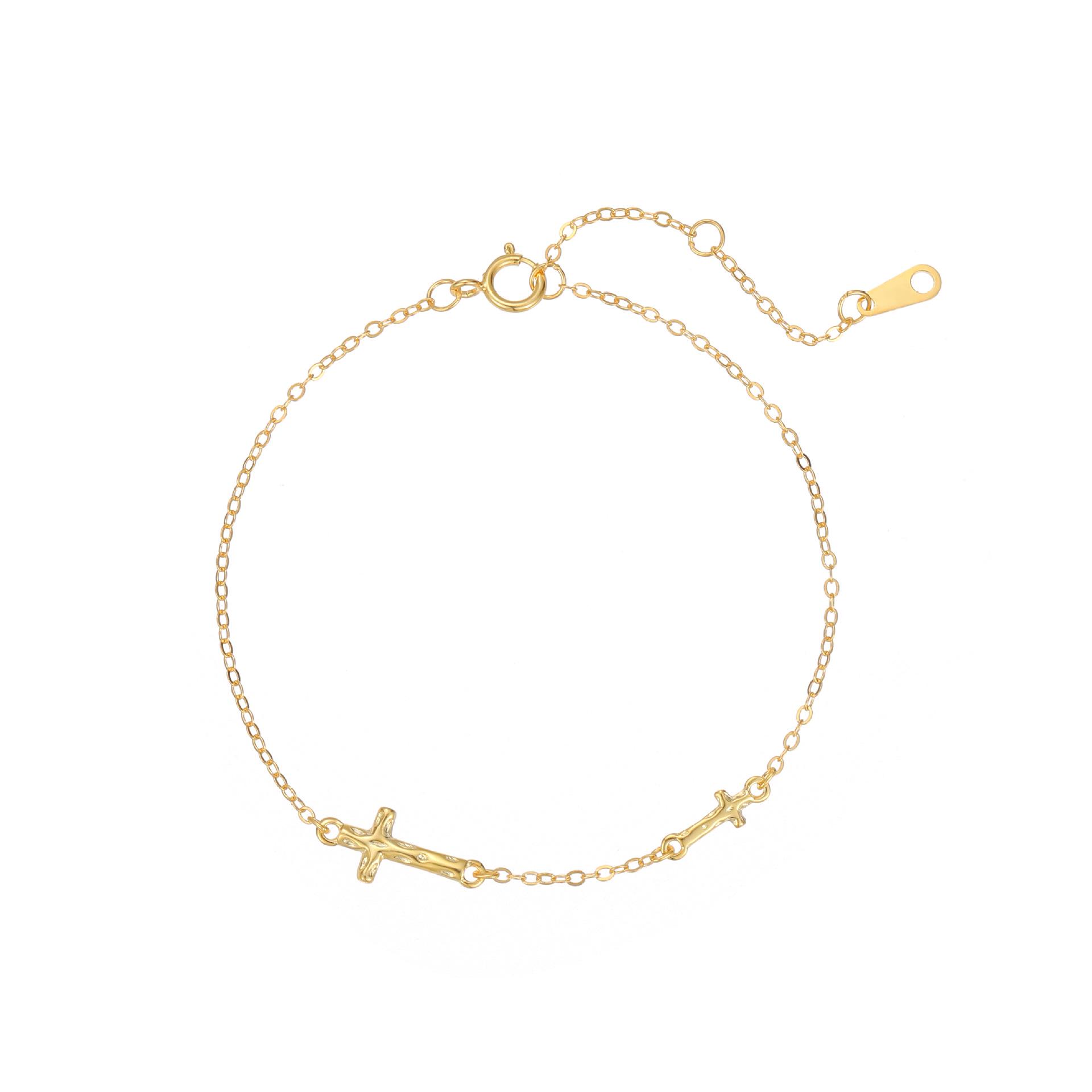 

S92 Pure Silver & 18k Gold Plated Women s Cross Jewelry Bracelet - Niche Design, Simple Elegance 925 Silver