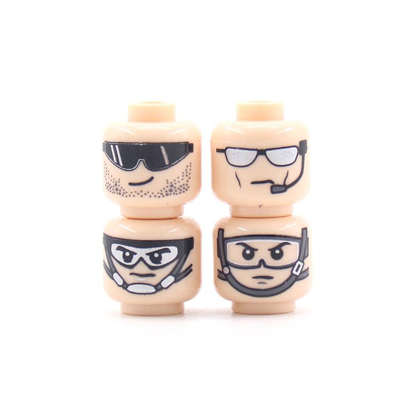 56pcs/Lot DIY Figures Head Building Blocks Accessories Laugh Cry Charming Angry Facial Expression Mini Bricks Toys Model Kids Gifts